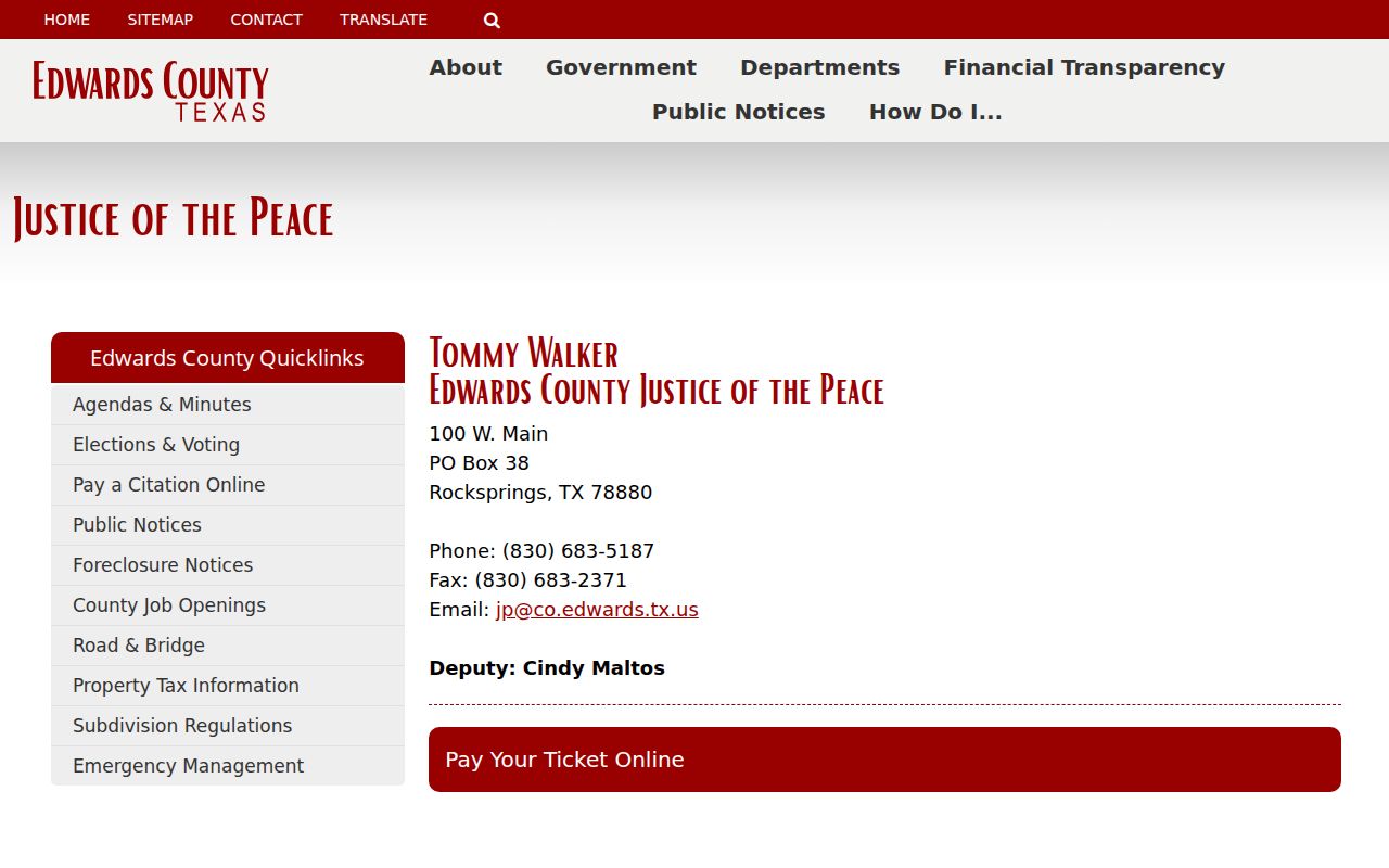 Edwards County warrant lookup, Justice of the Peace office contact