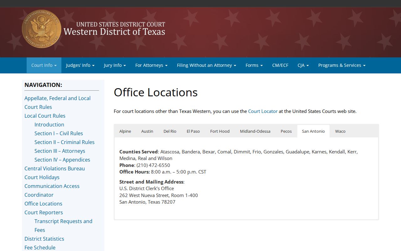 Edwards County arrest warrant research, Del Rio federal court route