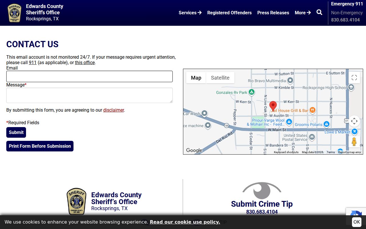 Edwards County Most Wanted contact route, sheriff public form